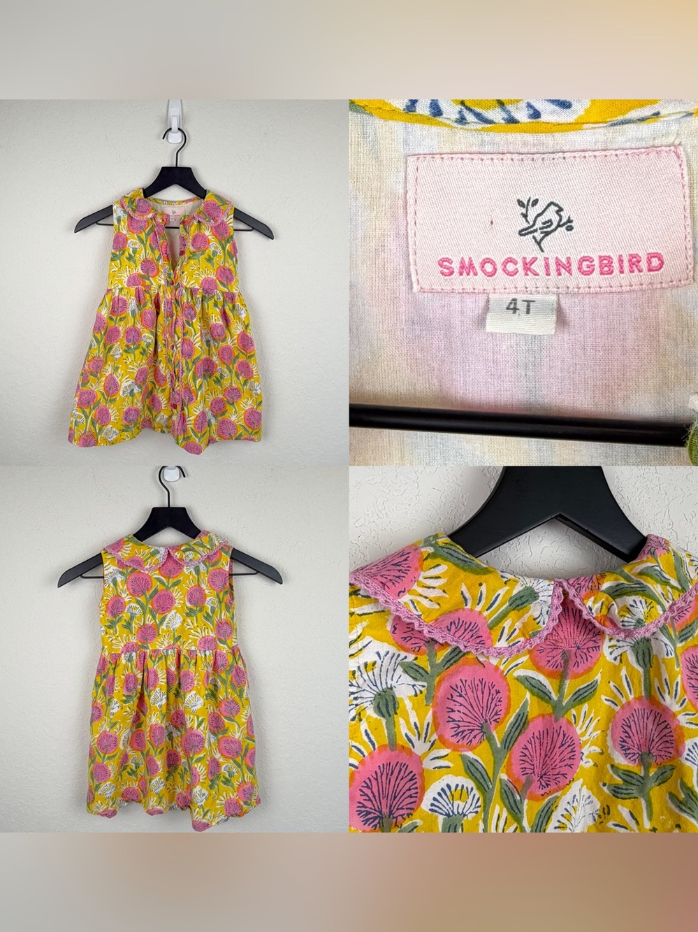 •SMOCKINGBIRD• Dandelion Peter Pan Collar Dress 4T